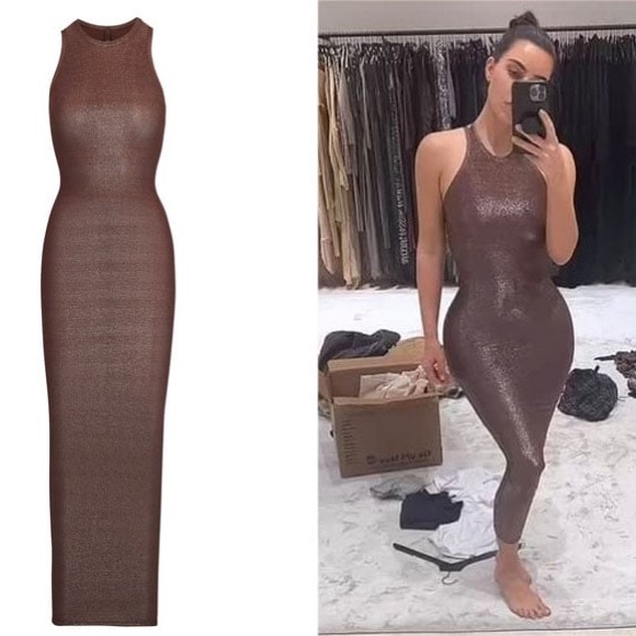 ✨🪩Skims Shimmer Tank Dress in Cocoa | 3X | Shimmer & Shine Collection🪩✨ - Picture 2 of 8